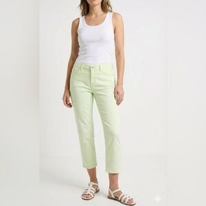CHICO’S ‘SO SLIMMING’ Crop Pale Green 5 Pocket Gabardine Trousers Sz 12 / L